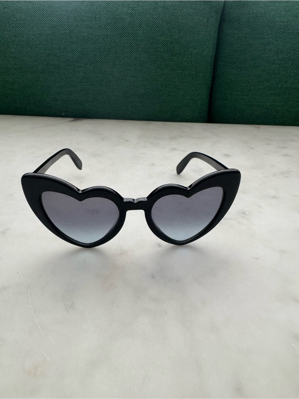 Saint Laurent Glossy Black Heart Frame Sunglasses with Gradient Lenses - Picture 2 of 3